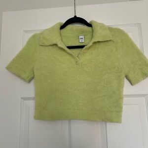 Simons Twik Lime Green Fuzzy Cropped sweater